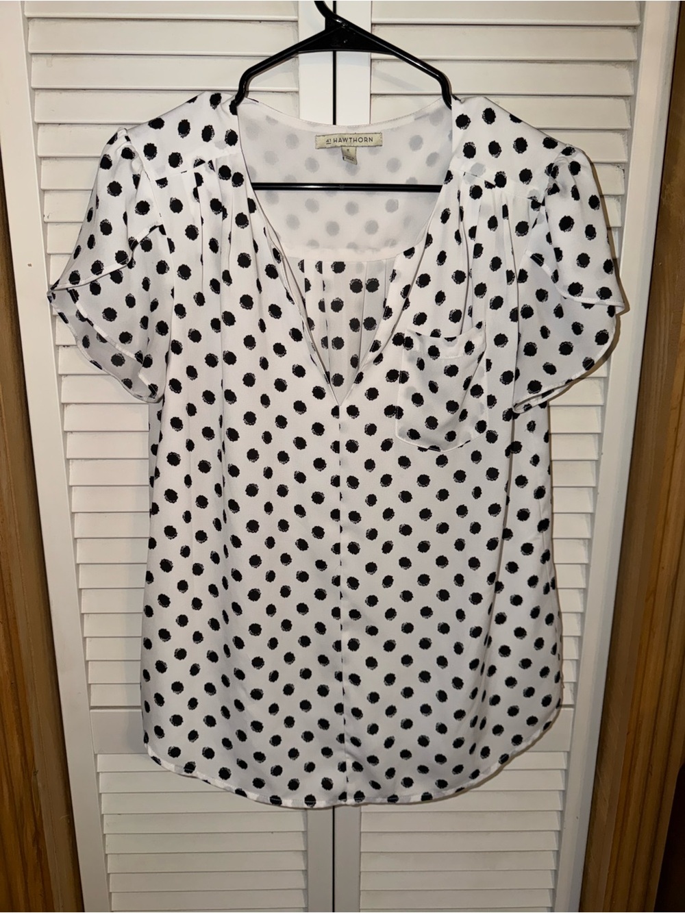 41 Hawthorn White Blouse with Black Polka Dots